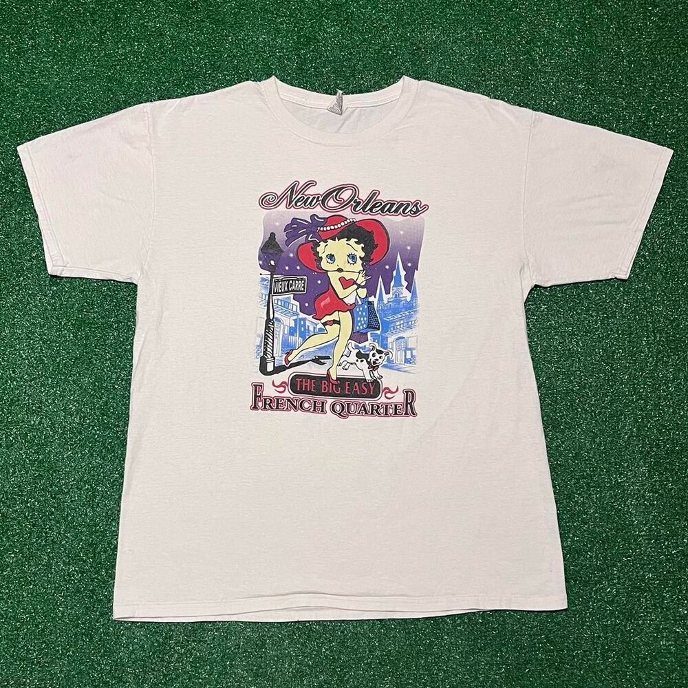 Vintage Betty Boop Y2K Graphic T Shirt Size Large New Orleans French Quarter